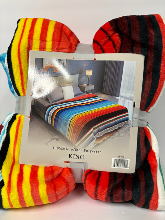 Zarape Artesian King Size Flannel Blanket A-46