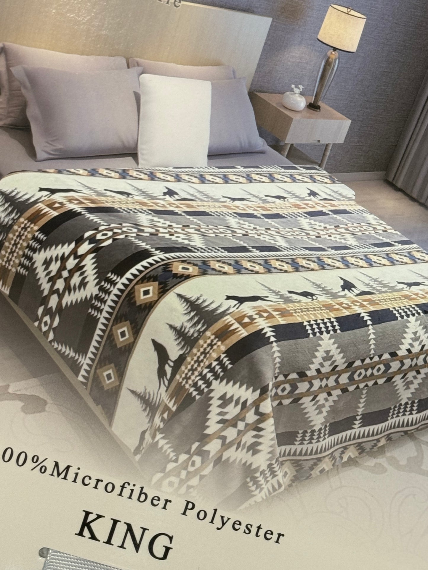 Aztec Wolf Print with Gray Colors SW-113